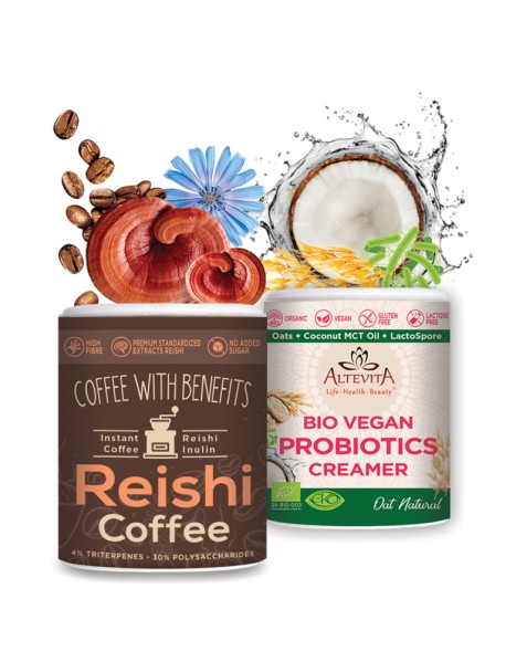 Altevita Reishi Coffee 93g + Vegan Creamer 120g zadarmo